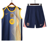 2025-26 Mens Barcelona Royal blue vest Training Short Suit