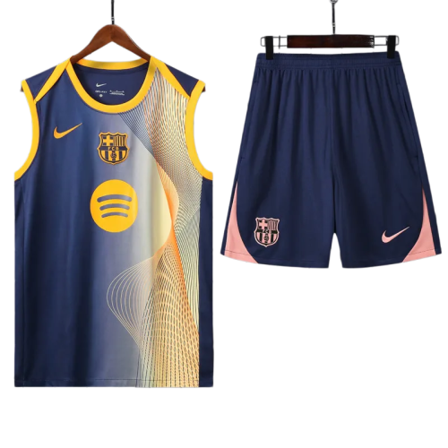 2025-26 Mens Barcelona Royal blue vest Training Short Suit