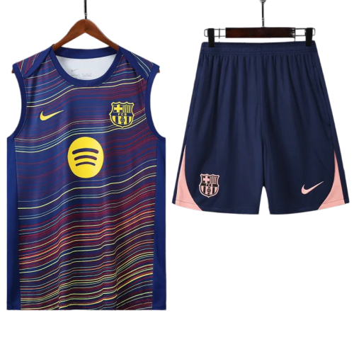 2025-26 Mens Barcelona Fancy blue vest Training Short Suit