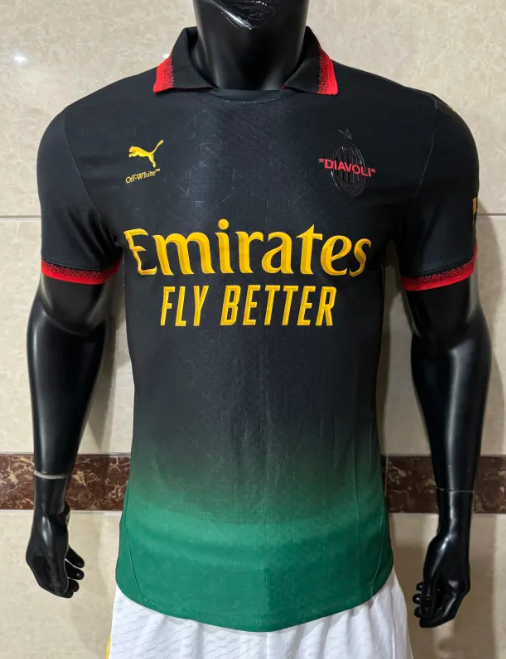 2025-26   Mens AC Milan  Third away Player  black Soccer Jersey