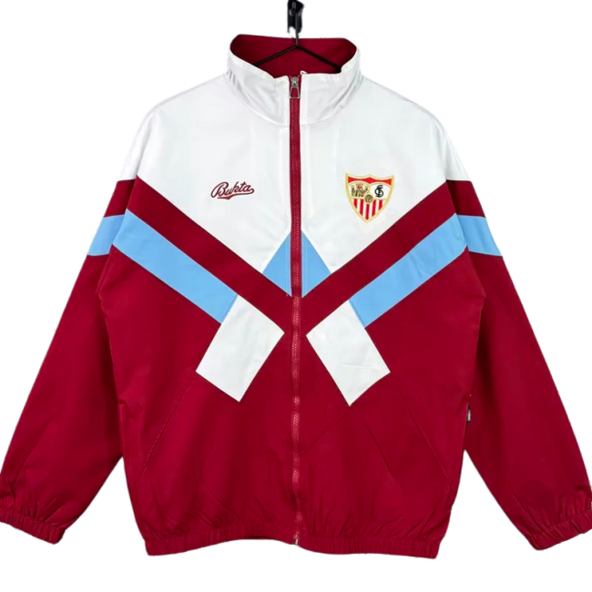 1990-1992 Sevilla White Red Retro Windbreaker