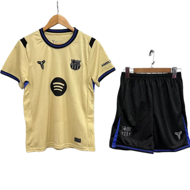 2025-26 Kids Barcelona away white soccer jersey