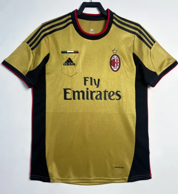 2013-14 Mens AC Milan Retro yellow  Away Soccer Jersey
