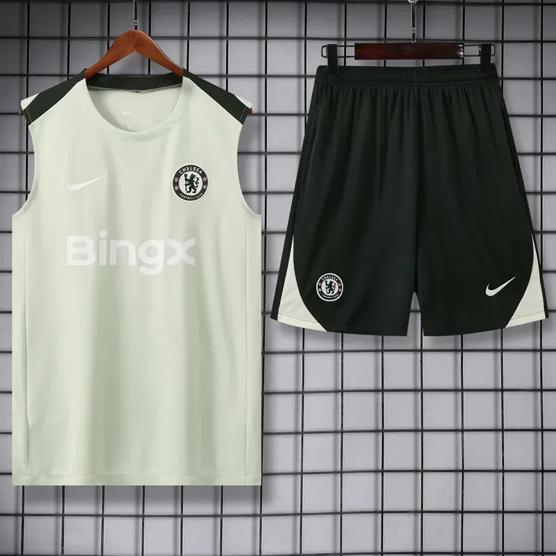 2025-26 Mens Chelsea Light green vest Training Short Suit