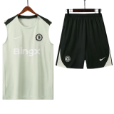 2025-26 Mens Chelsea Light green vest Training Short Suit