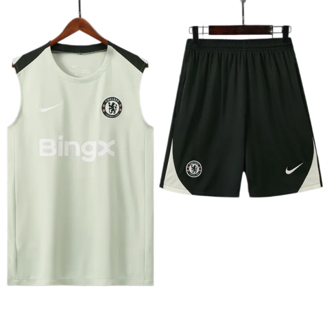 2025-26 Mens Chelsea Light green vest Training Short Suit