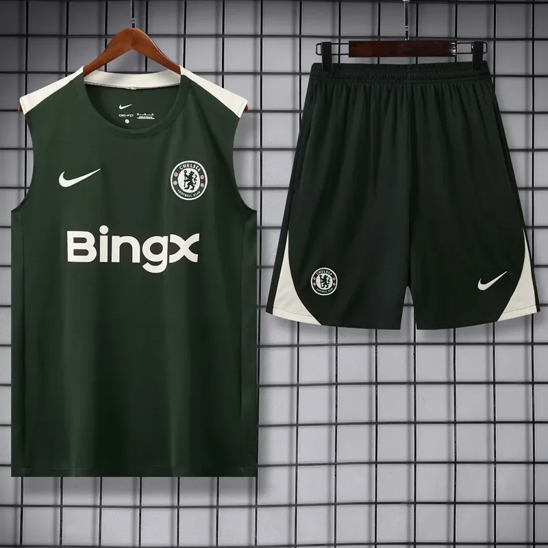 2025-26 Mens Chelsea Dark gray vest Training Short Suit