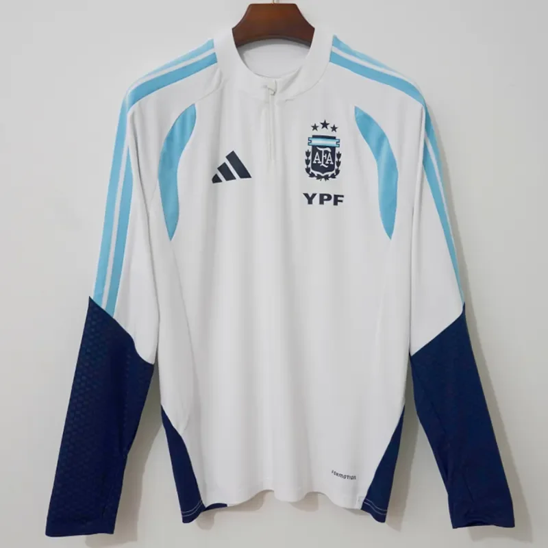 2026-27 Argentina White Top Half Pull Tracksuit