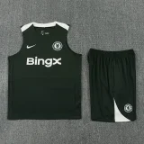 2025-26 Mens Chelsea Dark gray vest Training Short Suit