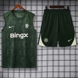 2025-26 Mens Chelsea Dark green vest Training Short Suit