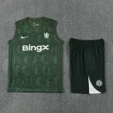 2025-26 Mens Chelsea Dark green vest Training Short Suit