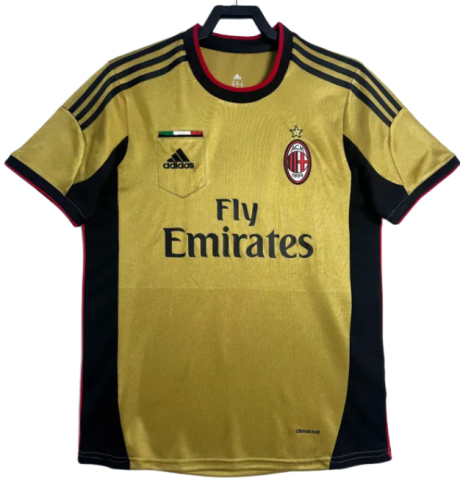 2013-14 Mens AC Milan Retro yellow  Away Soccer Jersey
