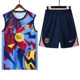 2025-26 Mens Barcelona Light blue vest Training Short Suit
