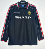 1998  Retro Mens Manchester United  black Long Sleeve Jersey