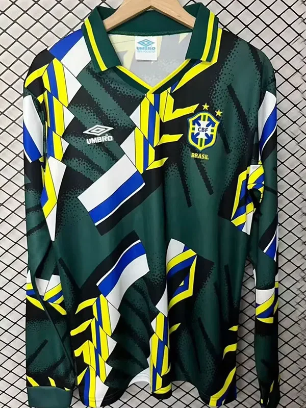 1994 Brazil Green Goalkeeper Long Sleeve Retro Soccer Jersey