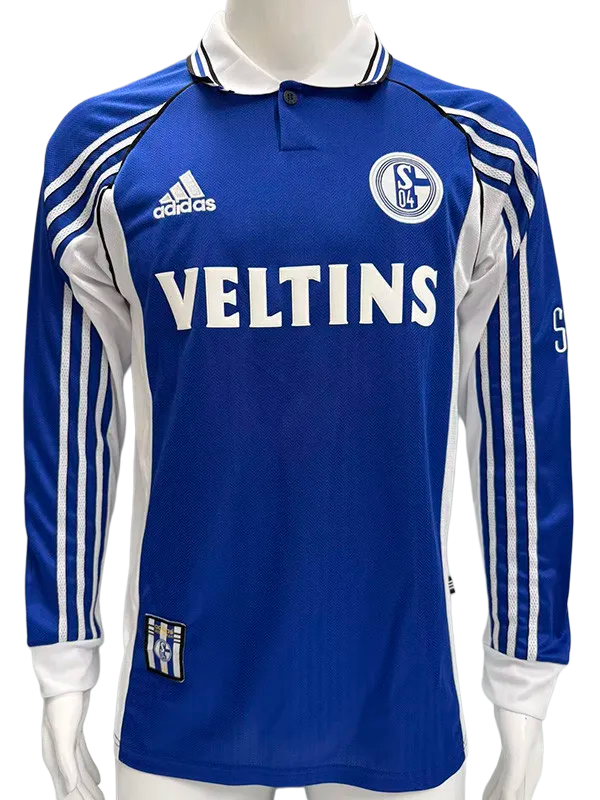 1998-2000 Schalke 04 Home Long Sleeve Retro Soccer Jersey
