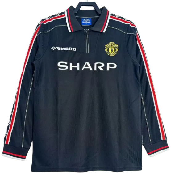 1998  Retro Mens Manchester United  black Long Sleeve Jersey