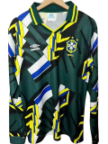 1994 Brazil Green Goalkeeper Long Sleeve Retro Soccer Jersey