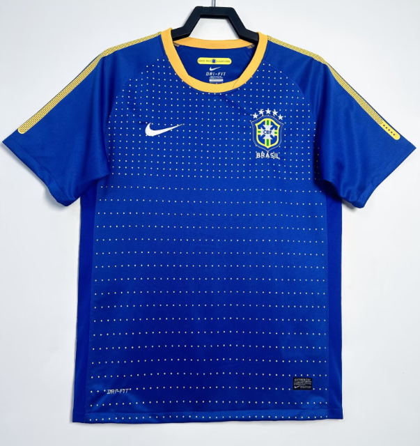 2010 Mens Retro Brazil blue  Away Soccer Jersey