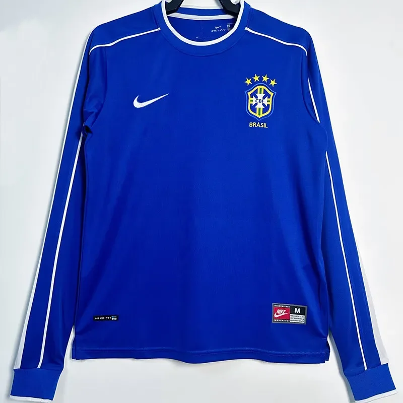 1998 Brazil Away Long Sleeve Retro Soccer Jersey