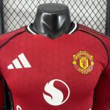 2025-26 Mens Manchester United home red Player version Long sleeve Jersey