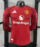 2025-26 Mens Manchester United home red Player version Long sleeve Jersey