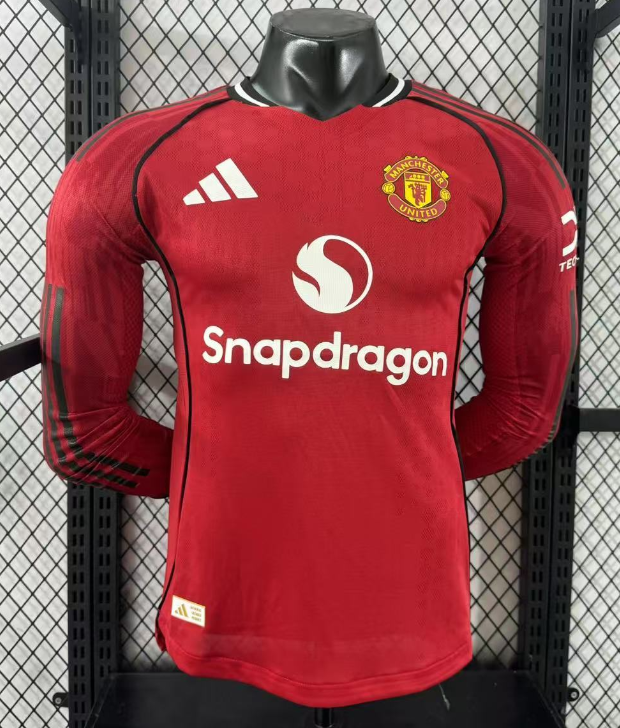 2025-26 Mens Manchester United home red Player version Long sleeve Jersey