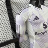 2025-26 Mens Manchester United away white Player Long Sleeve soccer Jersey