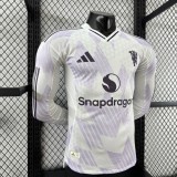 2025-26 Mens Manchester United away white Player Long Sleeve soccer Jersey