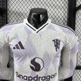 2025-26 Mens Manchester United away white Player Long Sleeve soccer Jersey