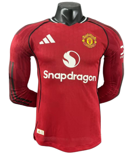 2025-26 Mens Manchester United home red Player version Long sleeve Jersey
