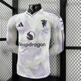 2025-26 Mens Manchester United away white Player Long Sleeve soccer Jersey