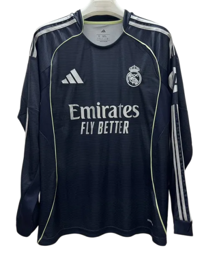 2025-26Mens Real Madrid away Long Sleeve Soccer Jersey