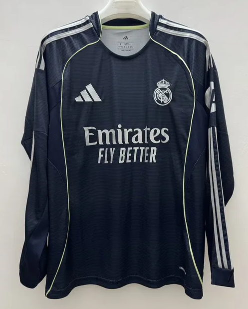 2025-26Mens Real Madrid away Long Sleeve Soccer Jersey