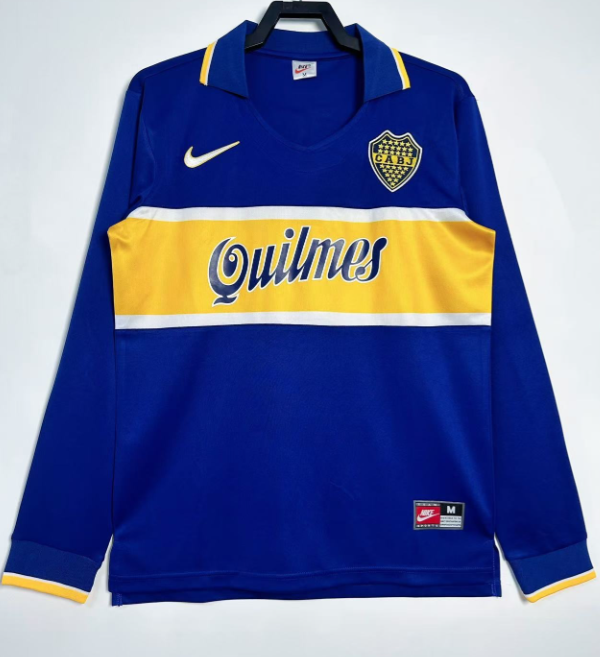1996-97  Mens Boca Juniors Home Retro  Long Sleeve  Soccer Jersey