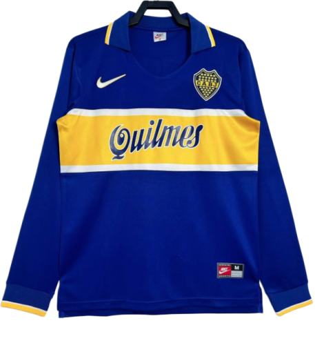 1996-97  Mens Boca Juniors Home Retro  Long Sleeve  Soccer Jersey