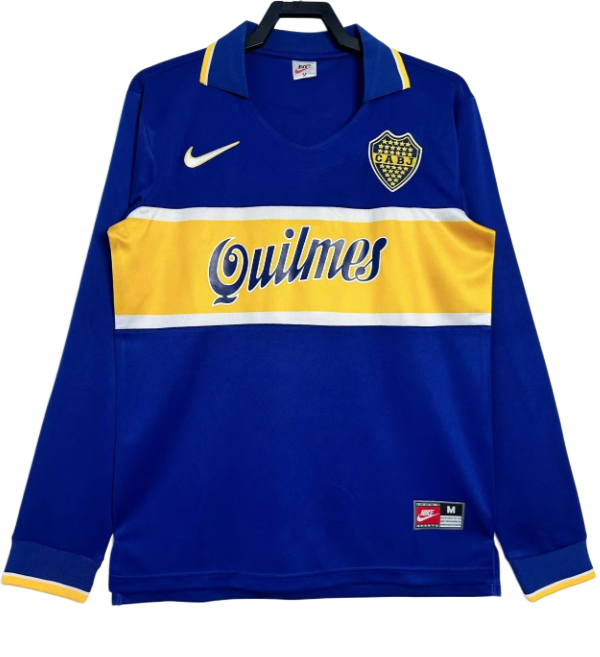 1996-97  Mens Boca Juniors Home Retro  Long Sleeve  Soccer Jersey