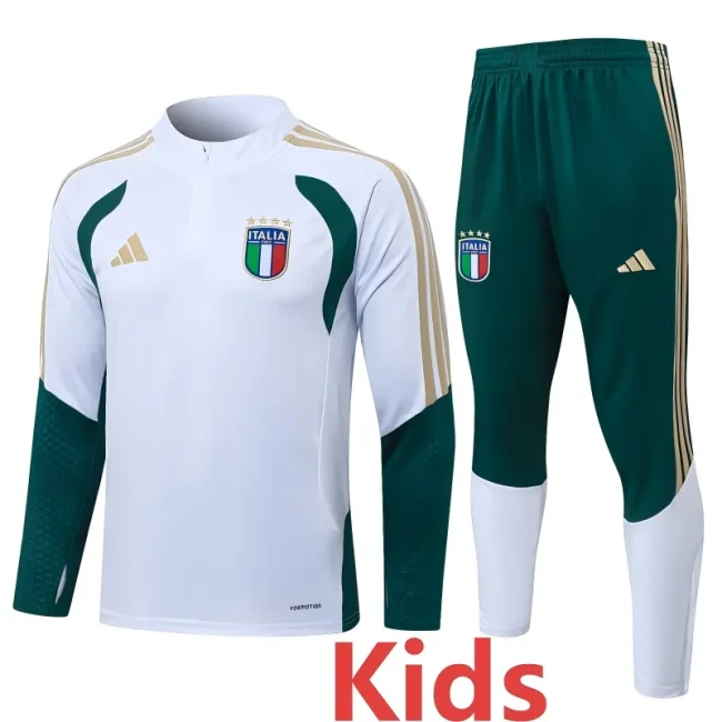 2026-27 Kids Italy White  Half Pull Tracksuit #E26015