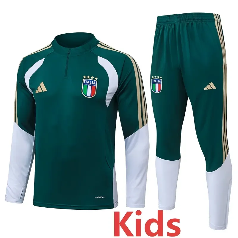 2026-27 Kids Italy Green Half Pull Tracksuit #E26014