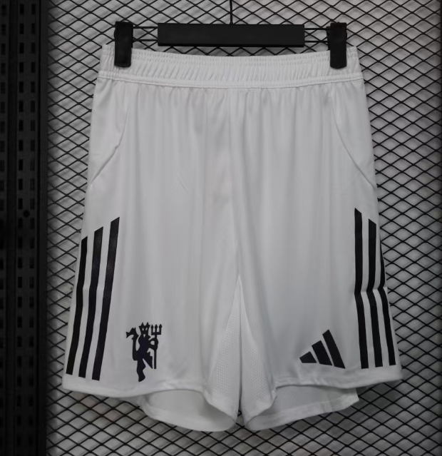 2025-26  Mens Manchester United white Player version Shorts  Pants