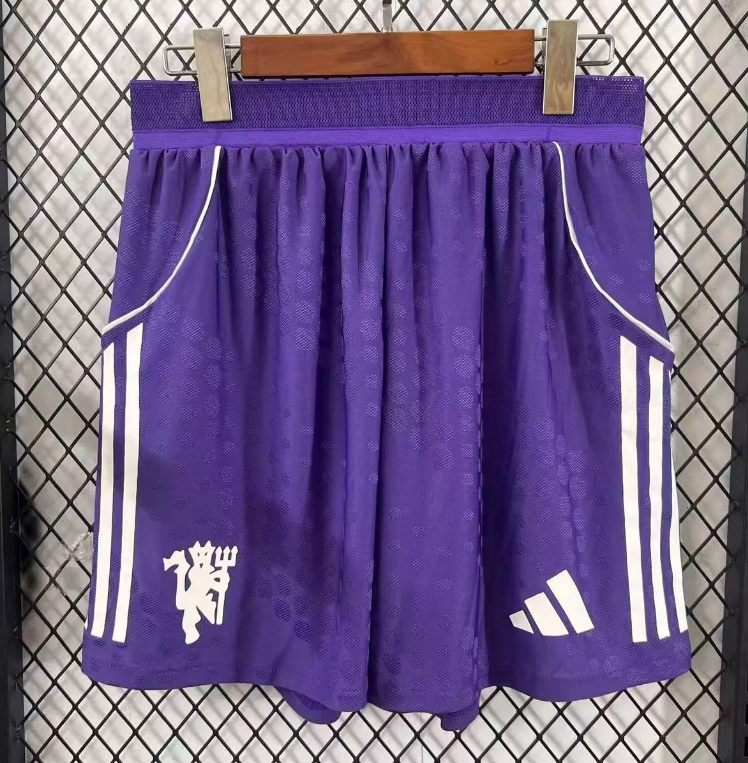 2025-26  Mens Manchester United AWAY Purple player Shorts Pants