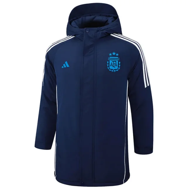 2024-25 Argentina Royal Blue Hooded Windbreaker Fabric Cotton Coat #G184