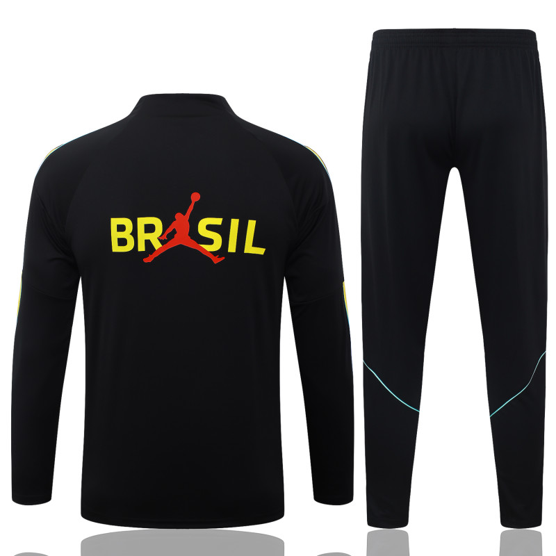 2026-27 Mens Brazil Black Half Pull Tracksuit  B26035#