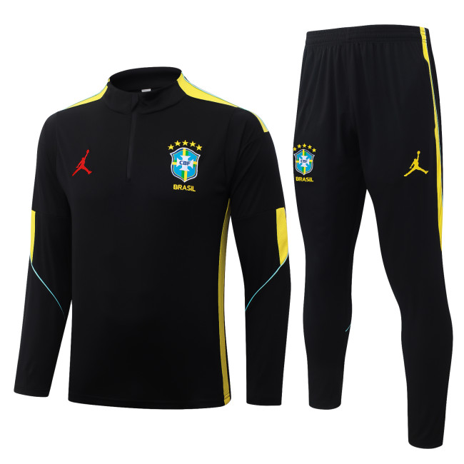 2026-27 Mens Brazil Black Half Pull Tracksuit  B26035#