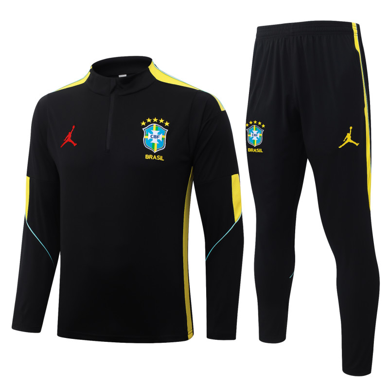 2026-27 Mens Brazil Black Half Pull Tracksuit  B26035#