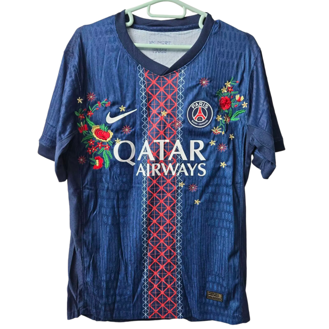 2025-26 Mens PSG Paris home floral embroidery  soccer jersey