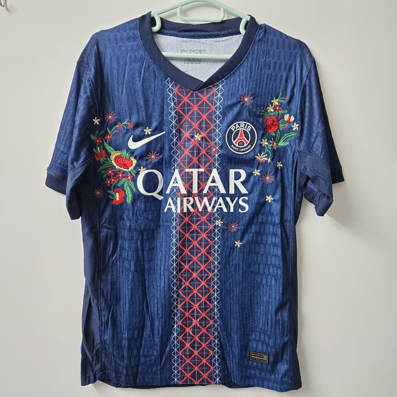 2025-26 Mens PSG Paris home floral embroidery  soccer jersey