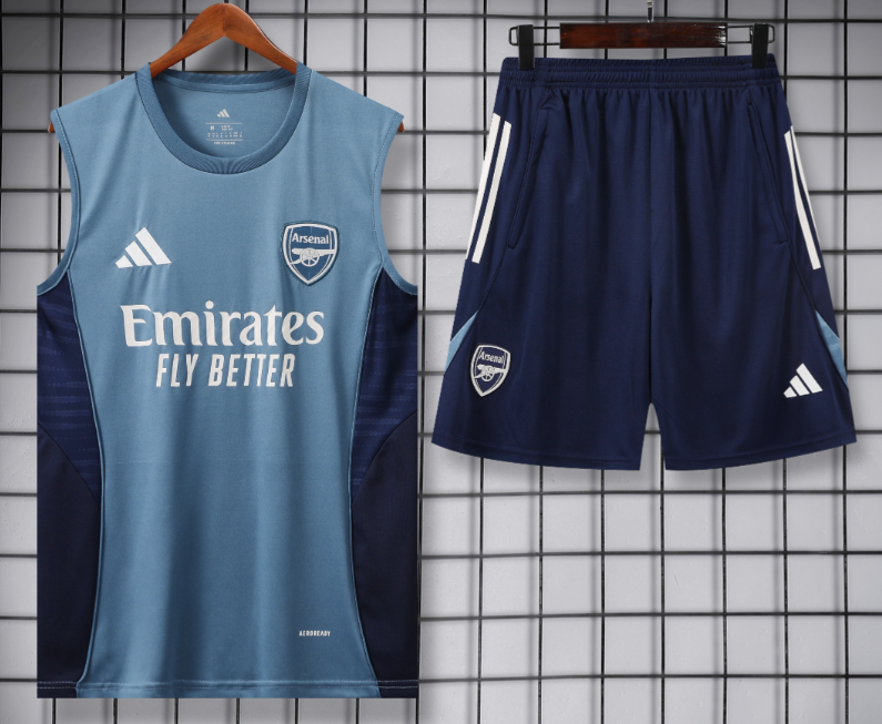 2025-26 Mens Arsenal Light gray blue vest Training Short Suit