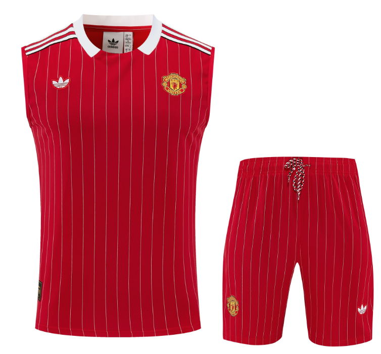 2025-26 Manchester United red vest Training Short Suit