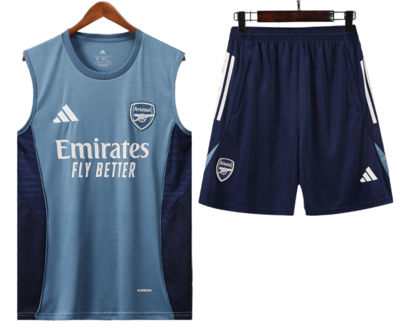 2025-26 Mens Arsenal Light gray blue vest Training Short Suit